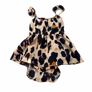 PatPat Black and Tan Patterned Baby Romper